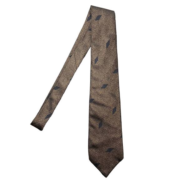 Vintage Anselmo Dionisio Silk Tie Necktie Metallic Bronze Copper Geometric Italy - Picture 1 of 8